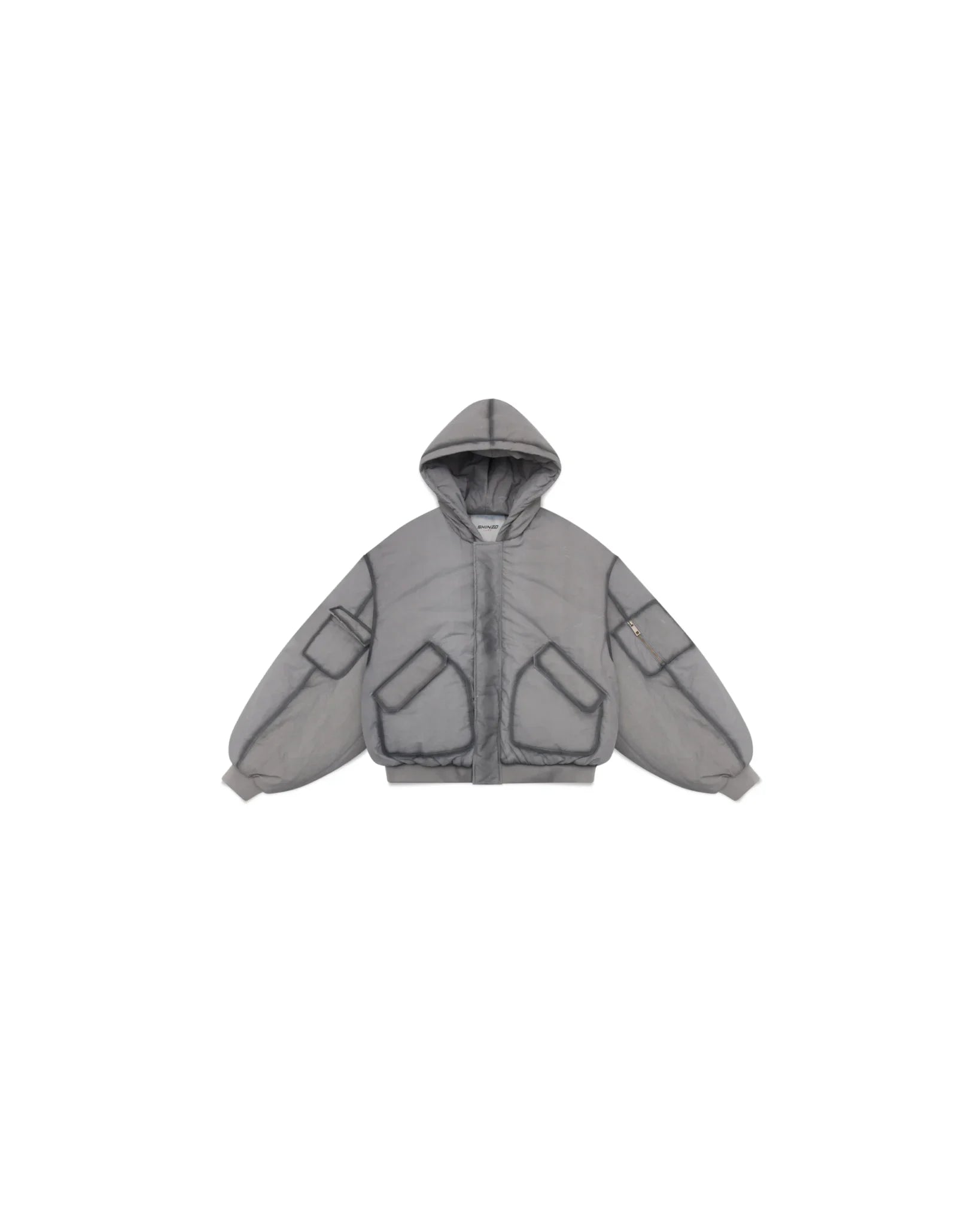 A Shinzo Brand Ishigaki Grey A1 Bomber Puffer Jacket