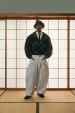 shinzo brand Shige 15oz Washed Black Canvas Clasp Bomber Jacket