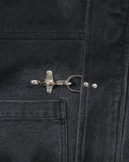 shinzo brand Shige 15oz Washed Black Canvas Clasp Bomber Jacket